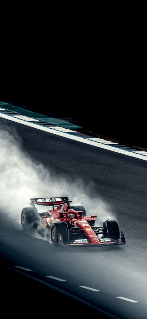 Ferrari Formula 1 car on a wet track